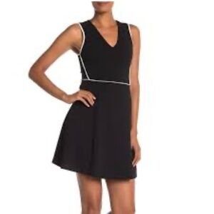 THE VANITY ROOM Sleeveless V Neck Fit & Flare Black Dress Size Small